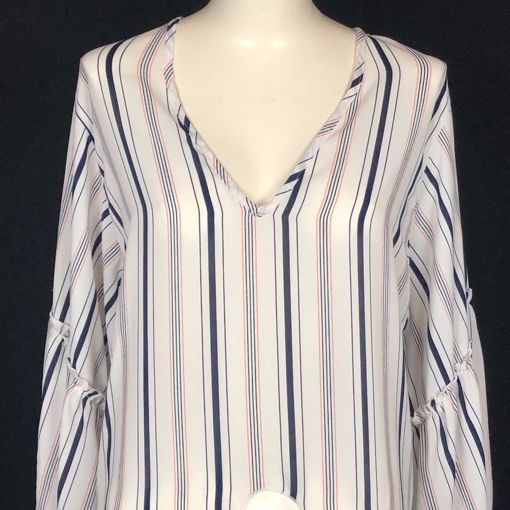 Lavender Fields Striped Bell Sleeve Blouse